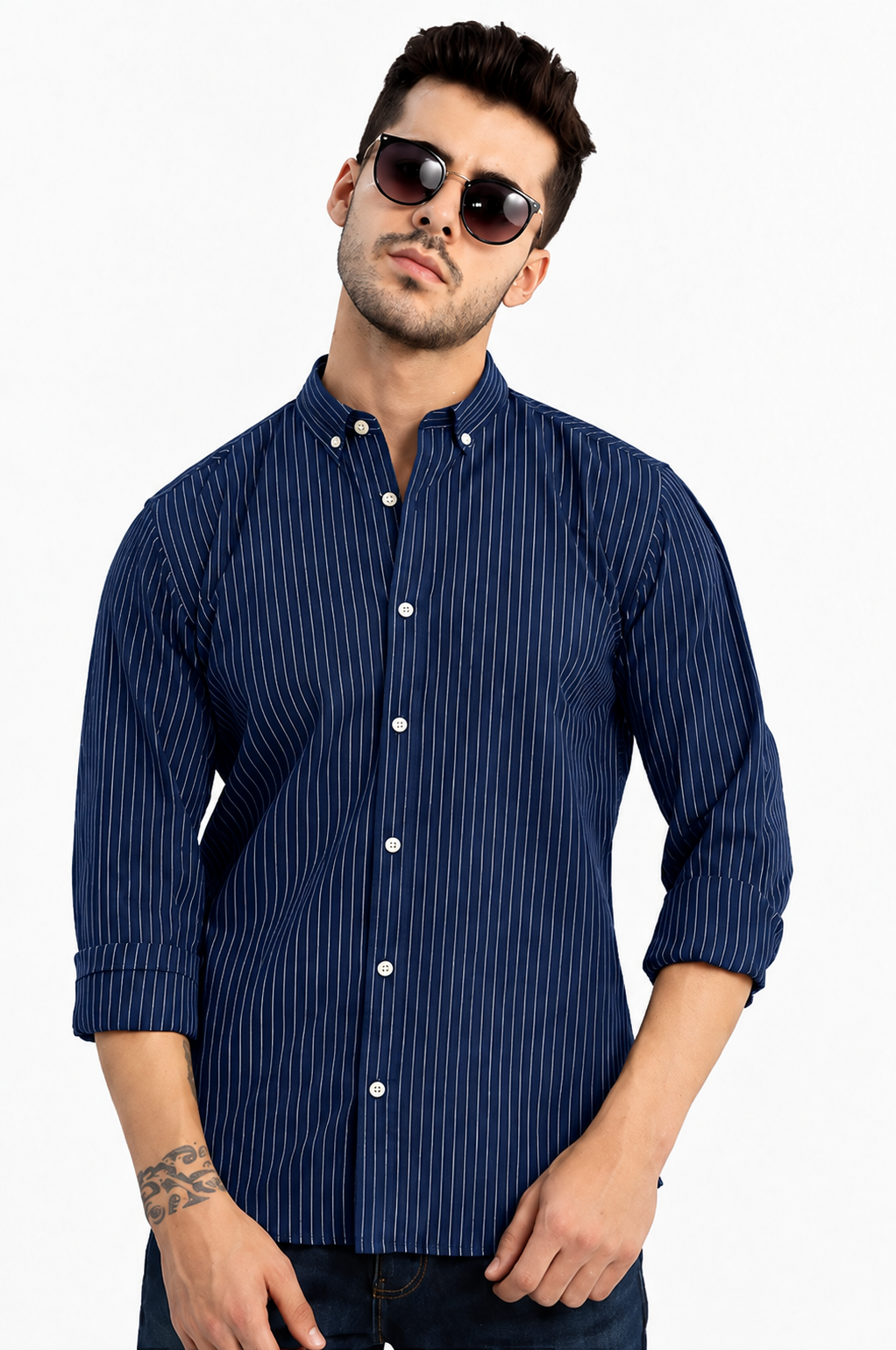 Tailmont Premium Black Pinstripe Shirt