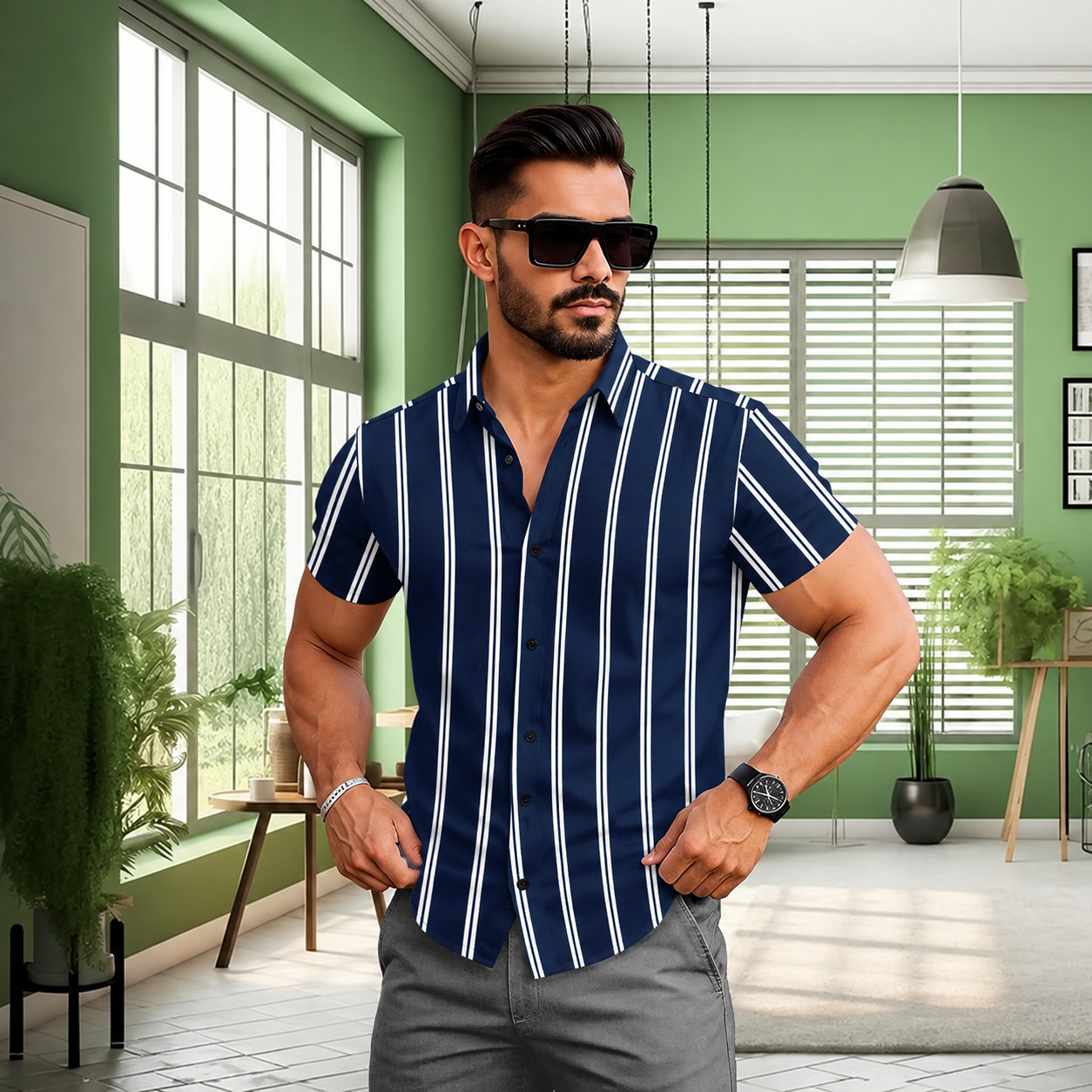 Tailmont Premium Stripe Shirt