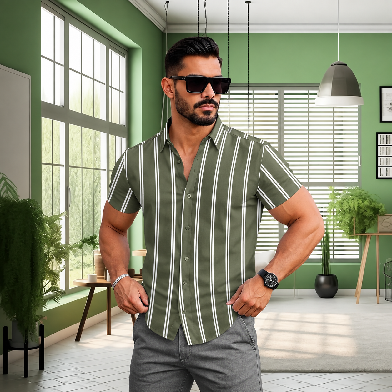 Tailmont Premium Stripe Shirt