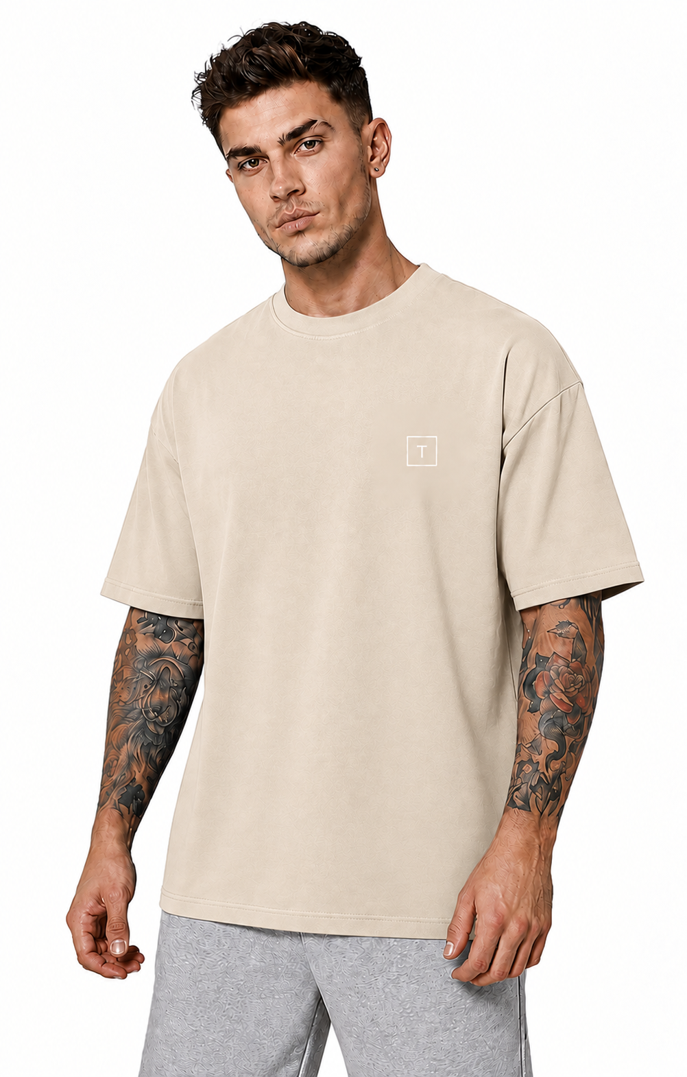 Tailmont Premium Brown Oversized T-Shirt