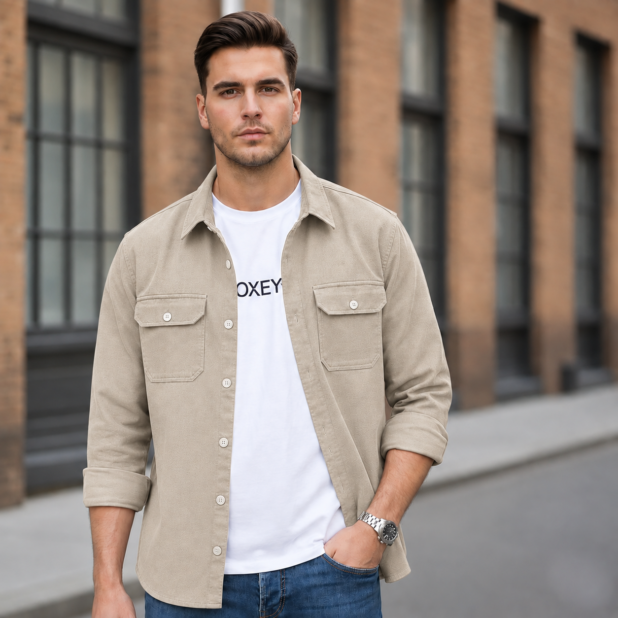 Tailmont Premium Black Vertical Stripe Shirt