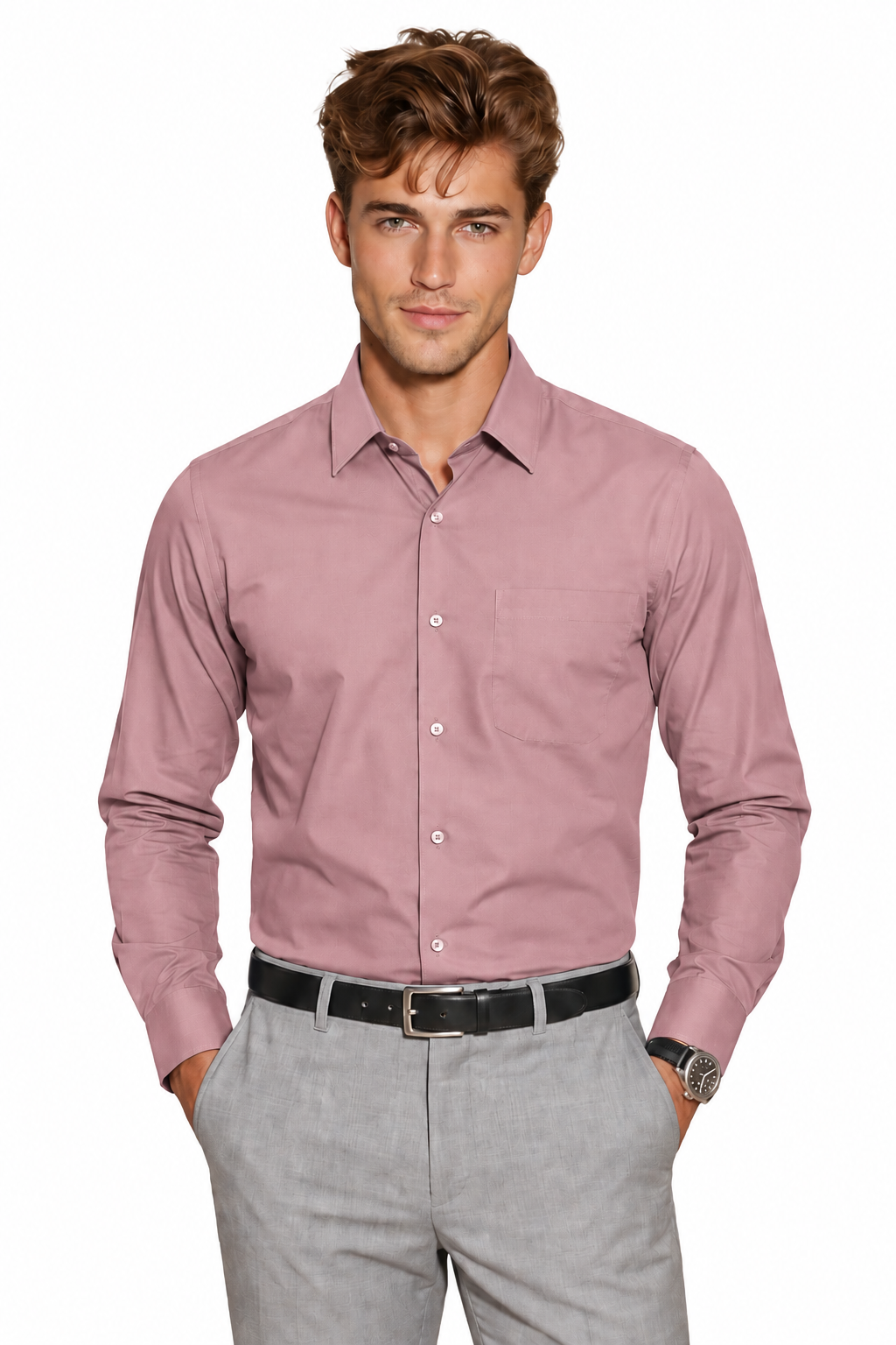Tailmont Premium Black Solid Formal Shirt